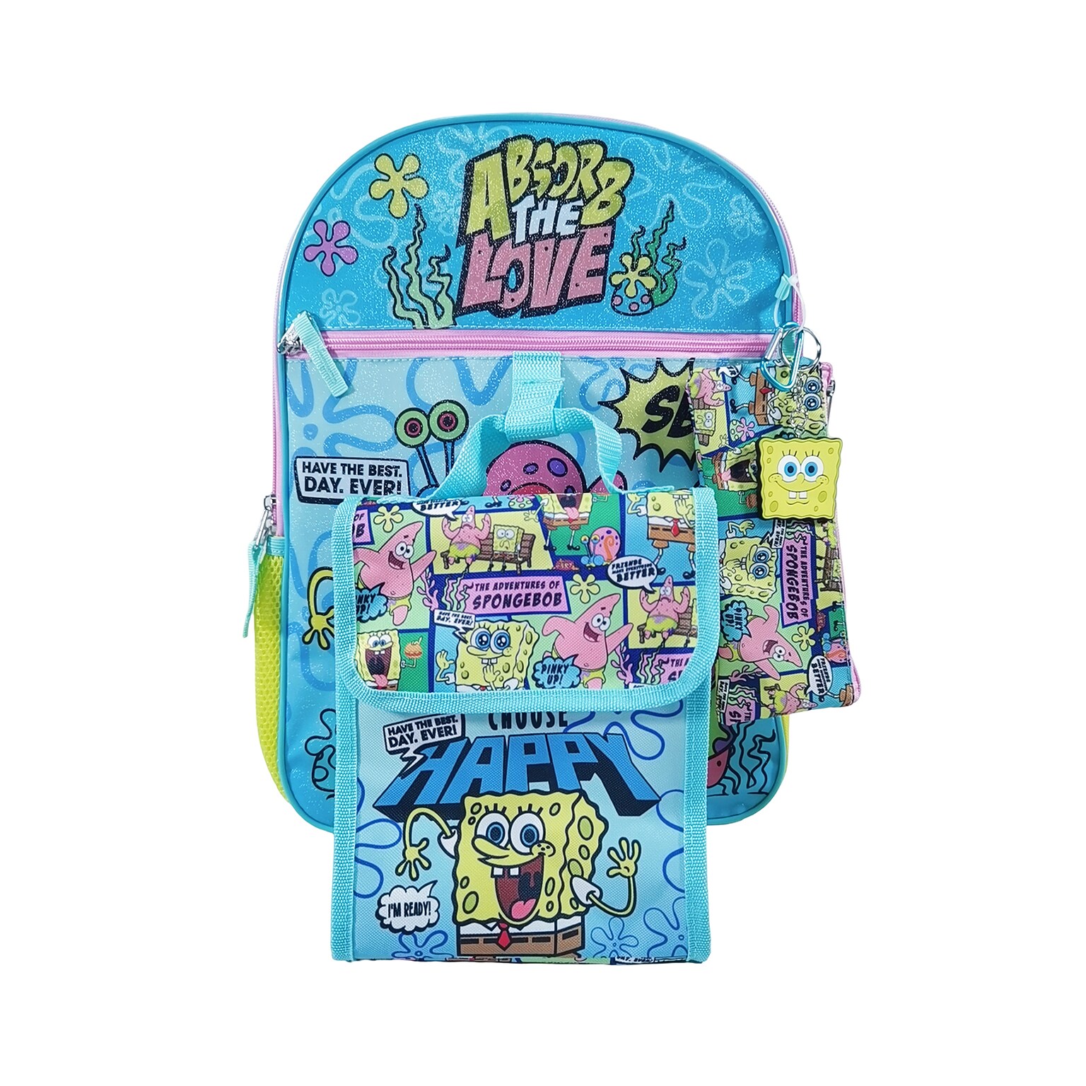 Bioworld Kids 5-Piece Spongebob Backpack Set, Medium, Multicolored (B1Y8LAQSPOIR00)