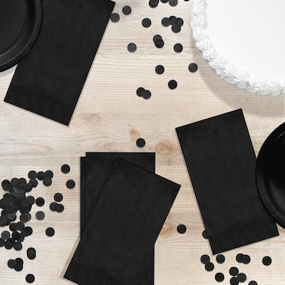 Creative Converting Touch of Color Guest Towels, 3-ply, Black, 192/Carton (95134)