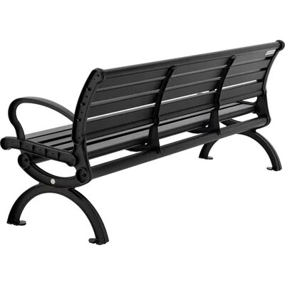Global Industrial 6' Aluminum Park Bench w/ Backrest, Black (436978BK)