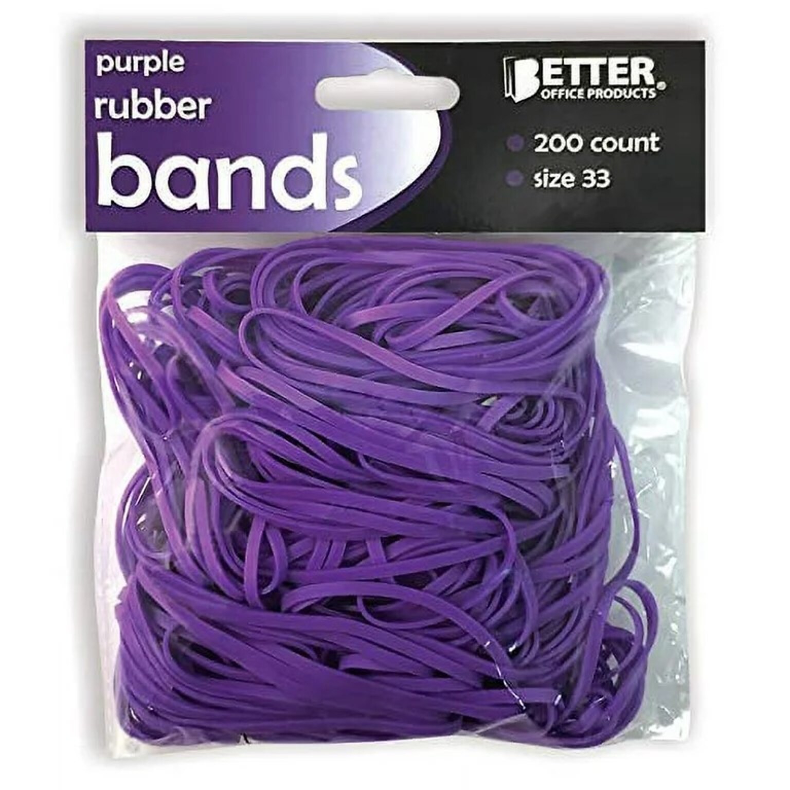Better Office Multi-Purpose #33 Rubber Bands, 3.5 x 0.125, Vibrant Purple, 200/Pack (33904)