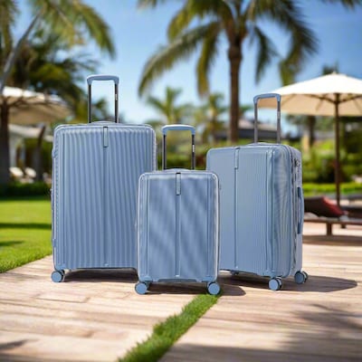 DUKAP Airley 3-Piece Hardside Spinner Luggage Set, TSA Checkpoint Friendly, Blue (DKAIRSML-BLU)