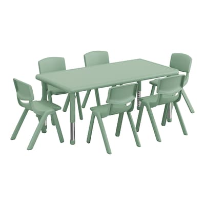 Flash Furniture Emmy Rectangular Activity Table Set, 48 x 24, Height Adjustable, Sage (YCX13RECTTBSGEE)