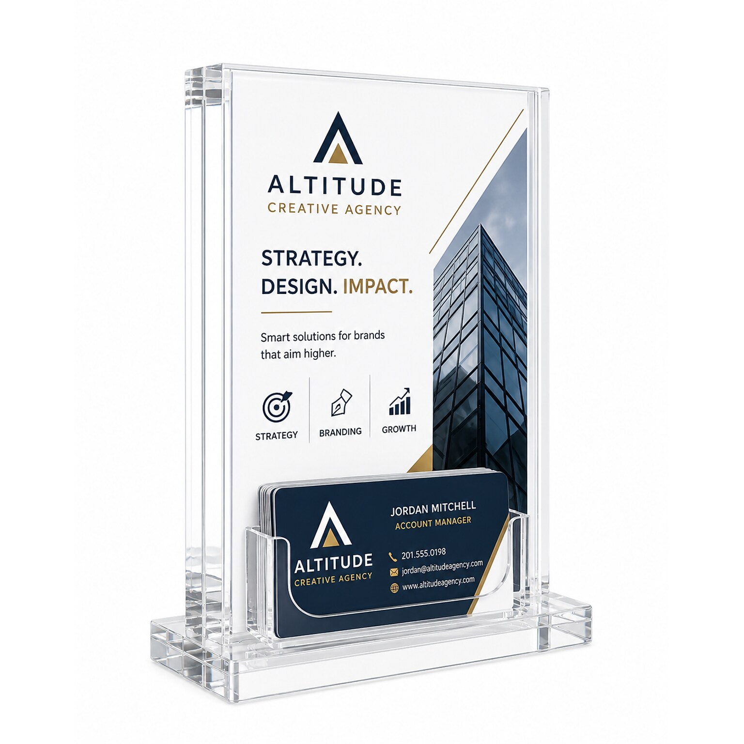 Azar Displays 5 x 7 Block Sign Holder with Gift Card Pocket, Top Loading, Clear Acrylic (104538)