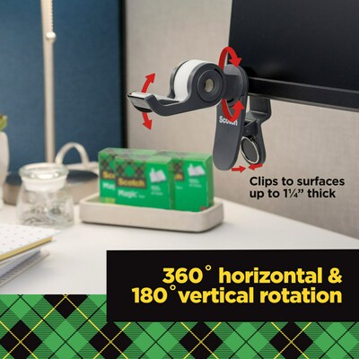 Scotch Clip & Twist Desktop Dispenser, 2.56" x 4.75", 1" Core, Gray (C19CLIP)