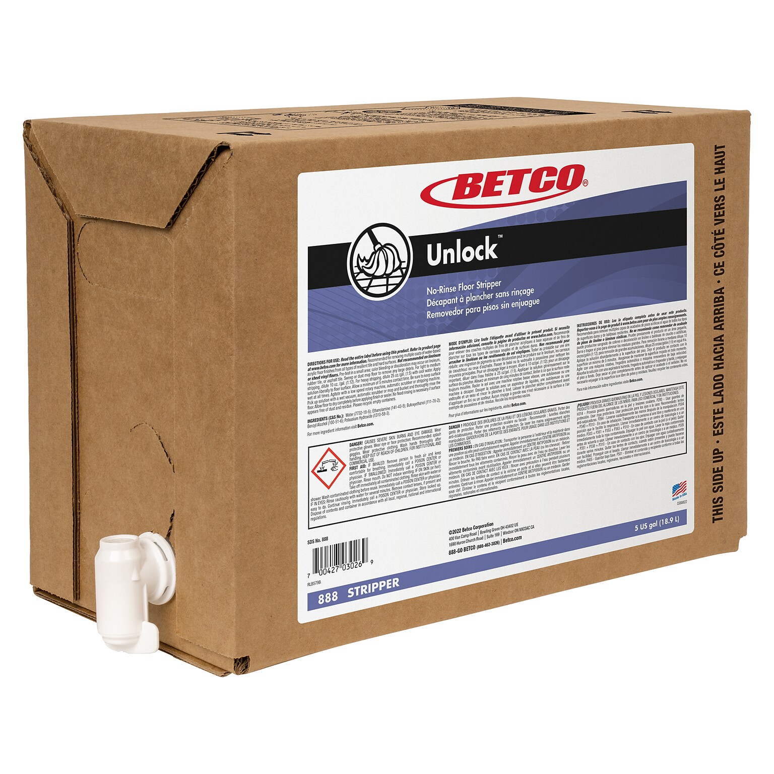 Betco Unlock Floor Stripper, 5 Gal. (888B500)