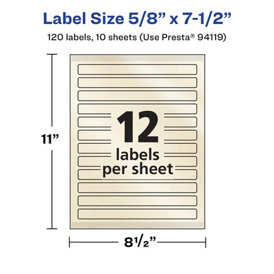 Avery Pearlized Ivory Rectangle Multipurpose Labels, 5/8" x 7-1/2", Ivory, 120/Pack (94119)