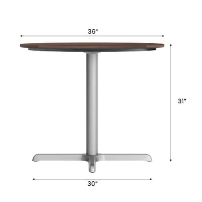 Flash Furniture Acadia 36" Round Wooden Dining Table with X-Base, Dark Brown/Silver Base (STRD36WBRT3030S)