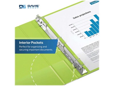 Davis Group Premium Economy 1" 3-Ring Non-View Binders, D-Ring, Lime Green, 6/Pack (2301-24-06)