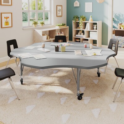Flash Furniture Wren 60 Flower Activity Table, Height Adjustable, Gray Top/Silver Frame (XUA60FLRGTPC)