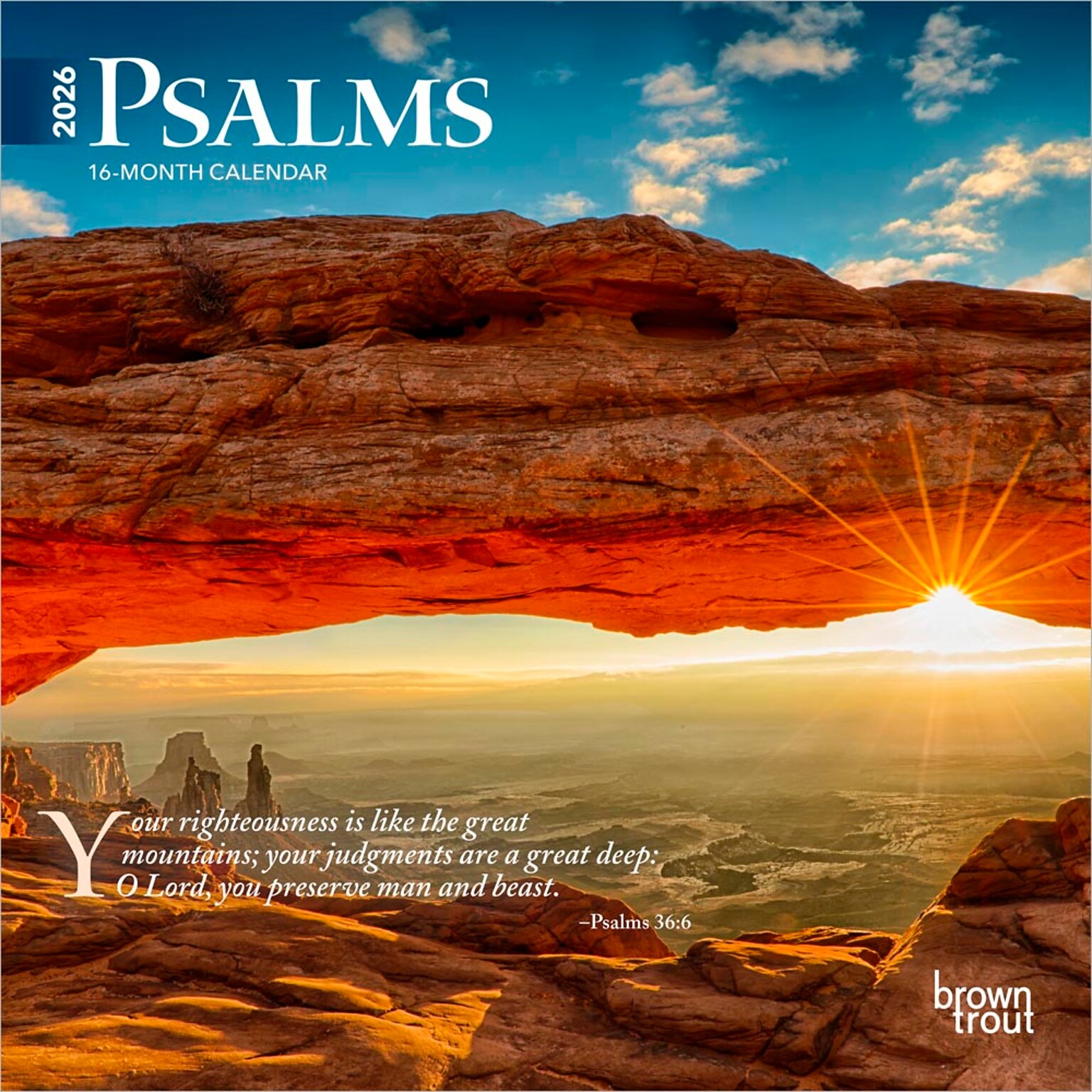 2026 BrownTrout Psalms 7 x 7 Monthly Wall Calendar (9798330705191)