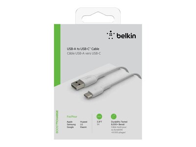 Belkin BOOST CHARGE 3.3' USB C to A Cable, White (CAB001BT1MWH)