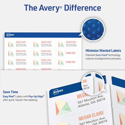 Avery Easy Peel Laser Address Labels, 1 x 2 5/8, Matte White, 7500 Labels/Box (5960)