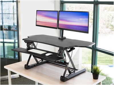 Mount-It! 47W Manual Adjustable Standing Desk Converter with Dual Monitor Mount, Black (MI-8052)