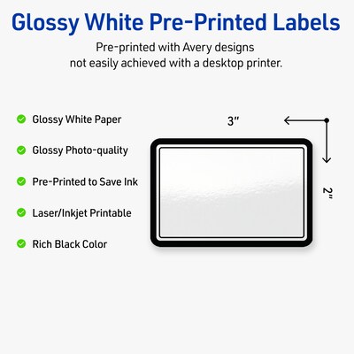 Avery Laser/Inkjet Rectangle Multipurpose Labels, 2 x 3, White, 80/Pack (S00-DKZ)