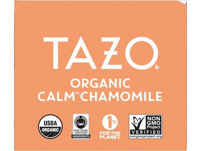 Tazo Calm Decaf Chamomile Herbal Tea, Tea Bag, 0.73 Oz., 16/Box (10794522003546)