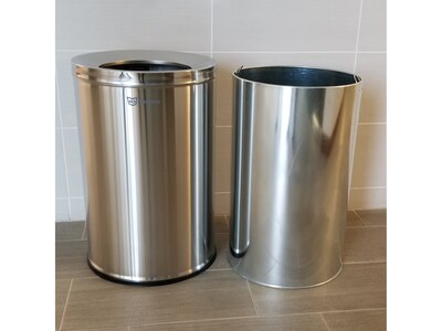 HLS Commercial Stainless Steel Trash Can with Open Lid, 26-Gallon, Silver (HLSC05G26)