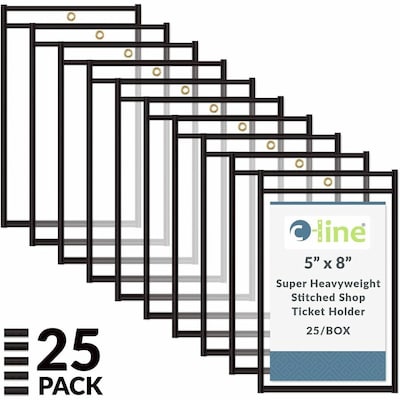 C-Line Heavyweight Stitched Job Ticket Holder, 8 x 5, Clear/Black, 25/box (46058)