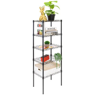 Mount-It! 5-Tier Metal Shelving Unit, Holds 88 lbs per shelf, Black (MI-7861)