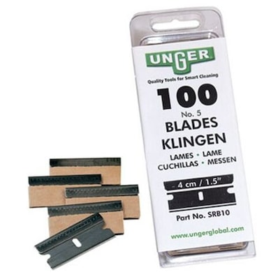 Unger Safety Scraper Replacement Blades, #9, Stainless Steel, 100/Box (UNGSRB30)