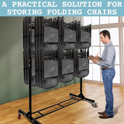 AdirOffice Two Tier Steel Chair Cart, 84 Chair Capacity, Black (690-03)