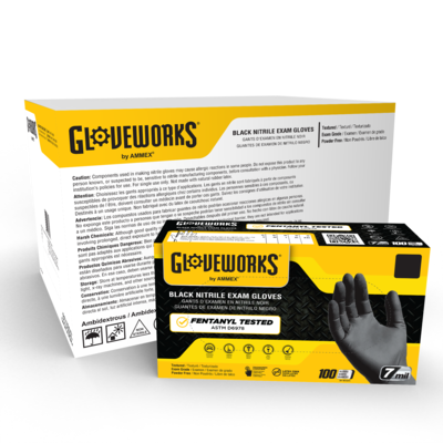 Gloveworks GWBEN Nitrile Exam Gloves, Small, Black, 100/Box, 10 Boxes/Carton (GWBEN42100XX)