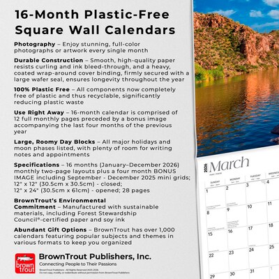 2026 BrownTrout Arizona Wild & Scenic 12" x 12" Monthly Wall Calendar (9798330702145)