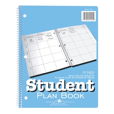 Roaring Spring Paper Products 11 x 8.5 Undated Student Plan Book, 20 lb. Heavyweight Paper, Blue C