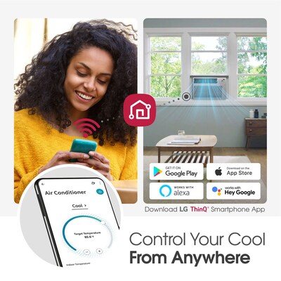 LG 230-Volt 18,000 BTU Window Smart Air Conditioner with Remote, WiFi Enabled, White (LW1821ERSM)