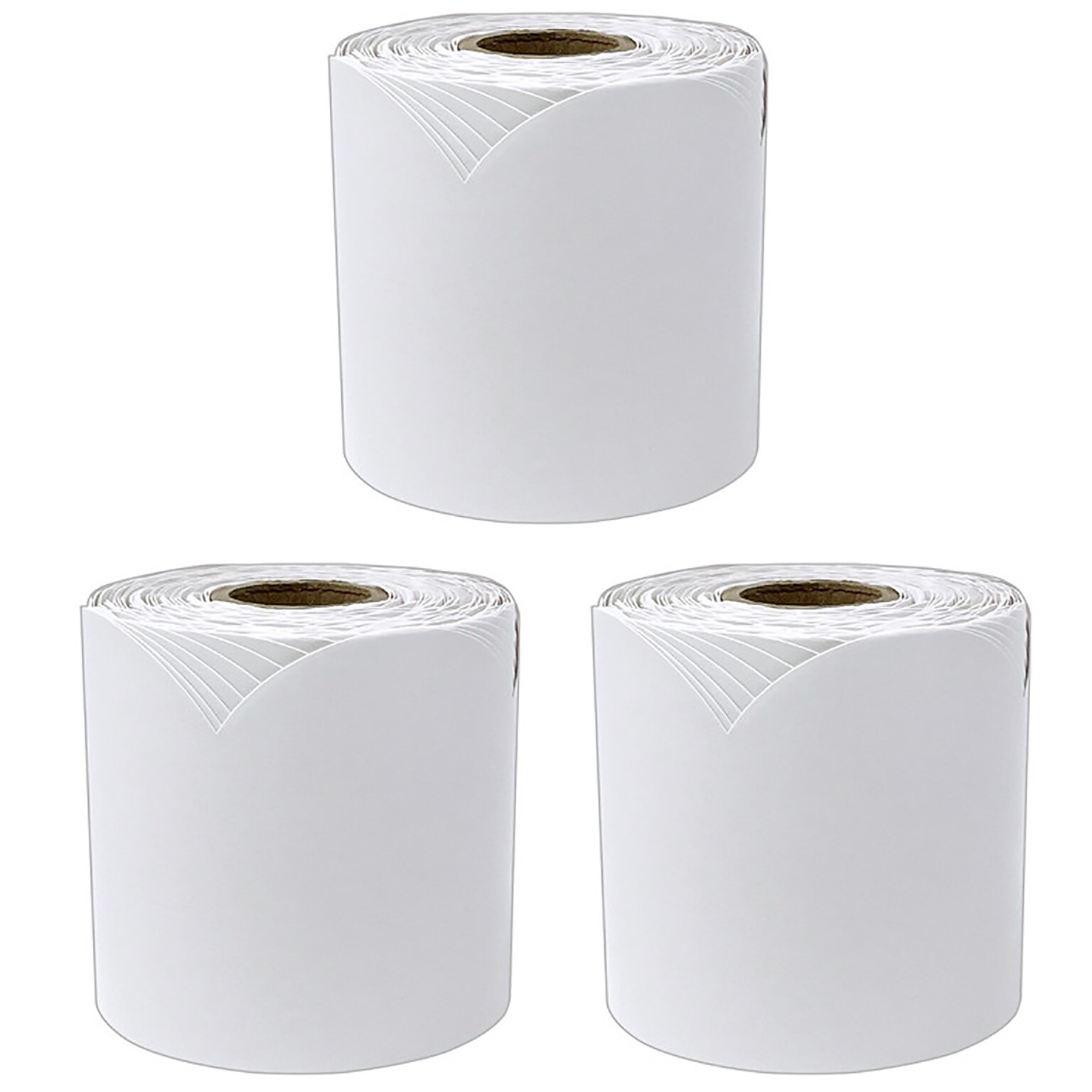 Carson Dellosa Education Rolled Scalloped Bulletin Board Borders, 3 x 65, White, 3/Bundle (CD-108514-3)