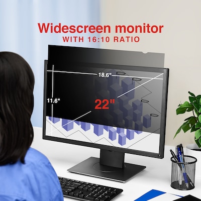 Monitor Widescreen Privacy Filter, Diagonal LCD Screen Size 22.0"