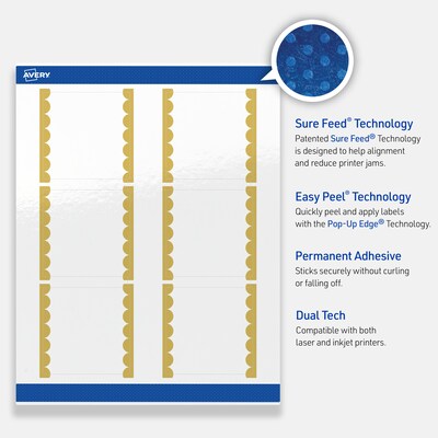 Avery Laser/Inkjet Square Multipurpose Labels, 3" x 3", White, 60/Pack (S00-DK2)