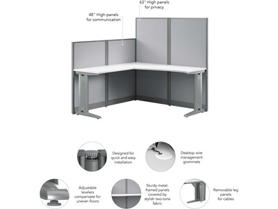 Bush Business Furniture Office in an Hour 63"H x 65"W L-Shaped Cubicle Panel Workstation, Pure White (WC36194-03K)
