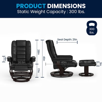 Flash Furniture LeatherSoft Recliner and Ottoman Set, Black (BT7818BK)