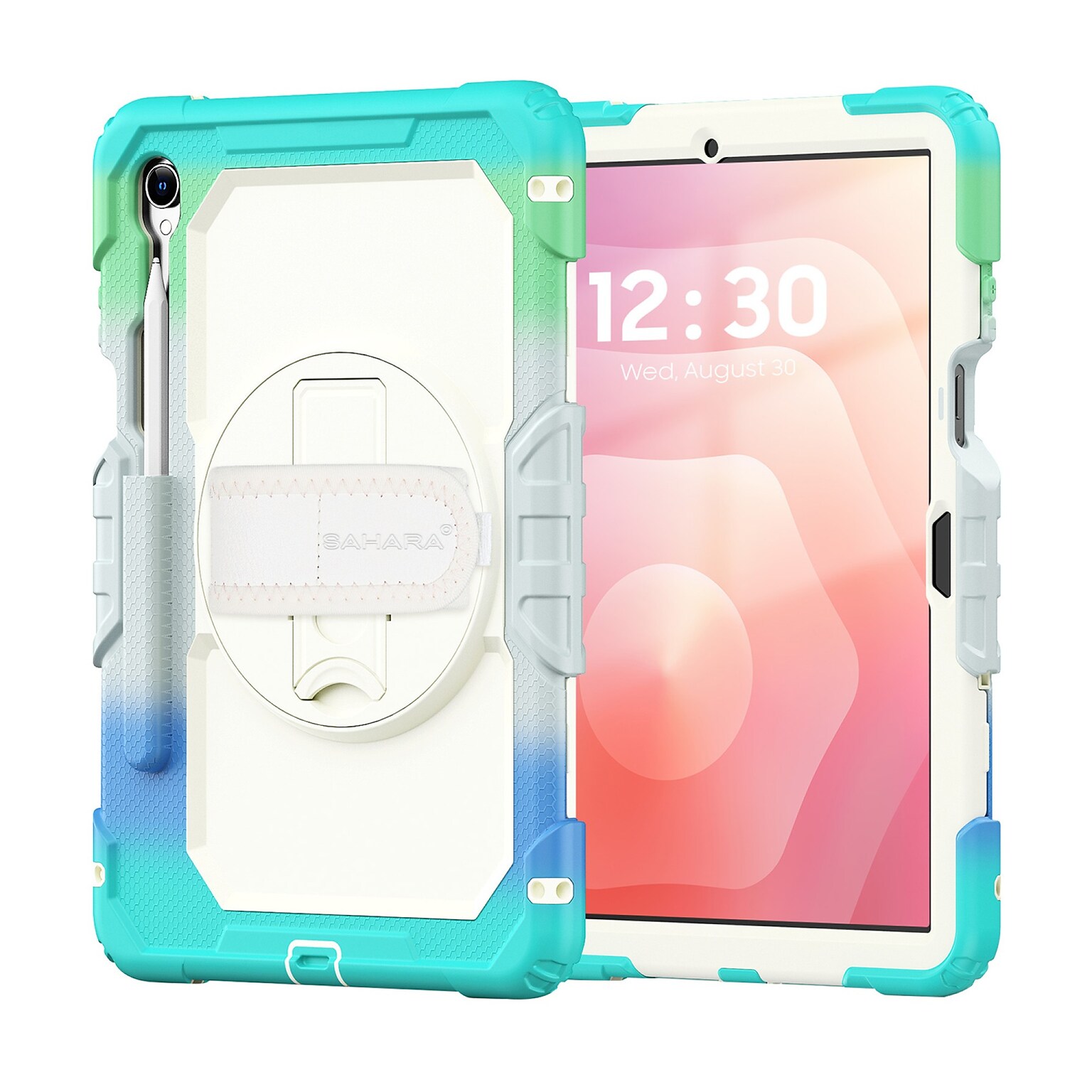 SaharaCase Raider Series Kid Proof Heavy Duty Case with Hand Strap for Galaxy Tab S11, Shoulder Strap, Splash Blue (TB00489)