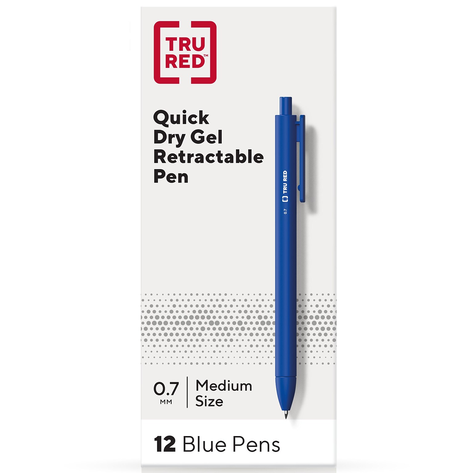 TRU RED™ Retractable Quick Dry Gel Pens, Medium Point, 0.7mm, Blue, Dozen (TR54499-CC)