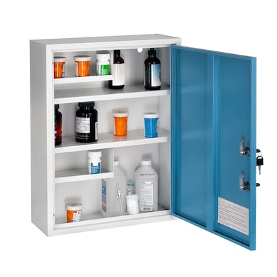 Viva Comfort Dual Lock Surface-Mount Medicine Medical Cabinet, 1.1 cu. ft., Blue (ADI999-04-BLU-MK)