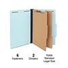 Quill Brand® Recycled Pressboard Classification Folders, 2-Partitions, 6-Fasteners, Legal, Lt Blue,