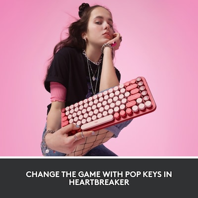 Logitech POP Keys Wireless Bluetooth Mechanical Keyboard, Heartbreaker (920-010709)