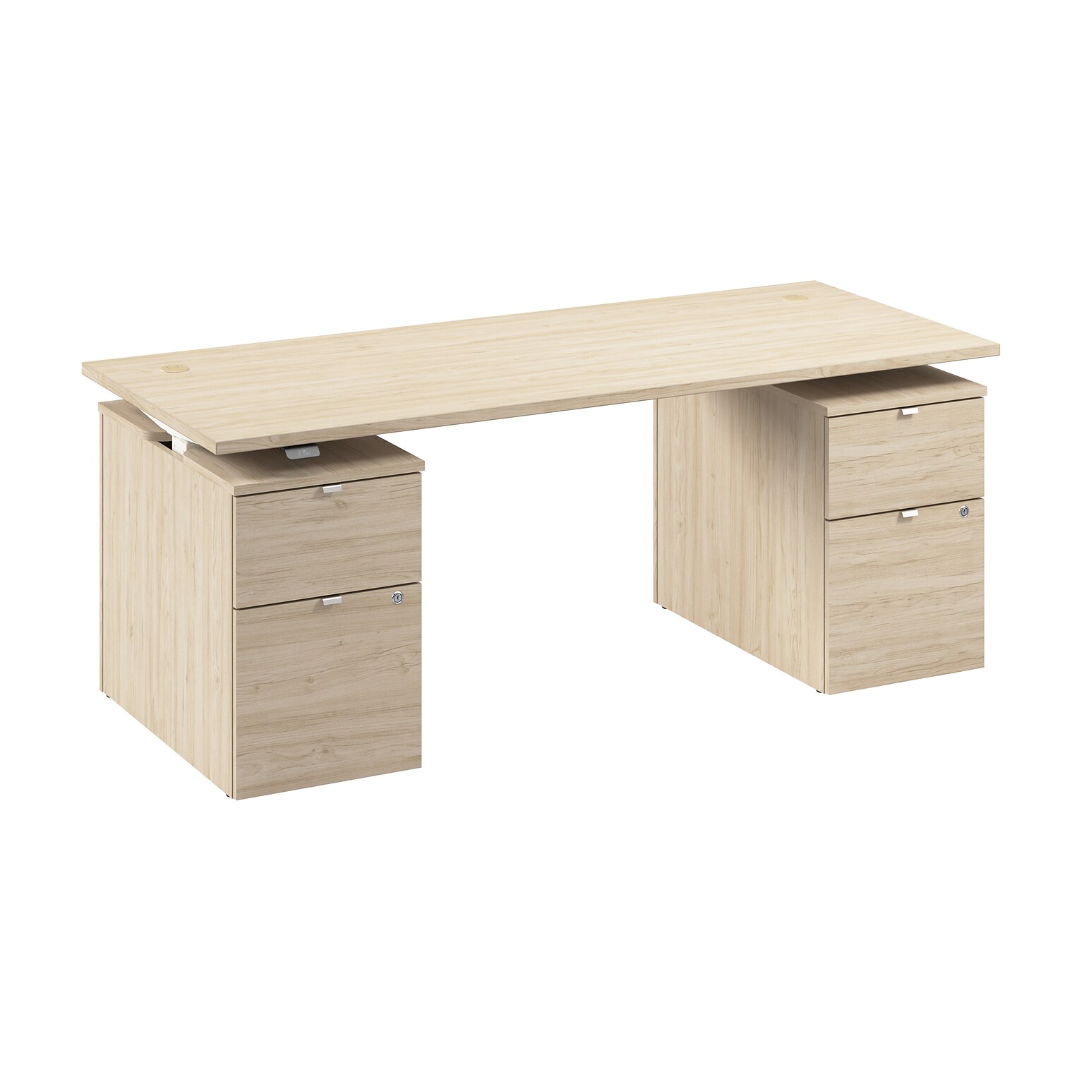 Bush Business Furniture Stratus 72W Electric Rectangular Adjustable Standing Desk with Drawers, Natural Elm (SUT010NE)