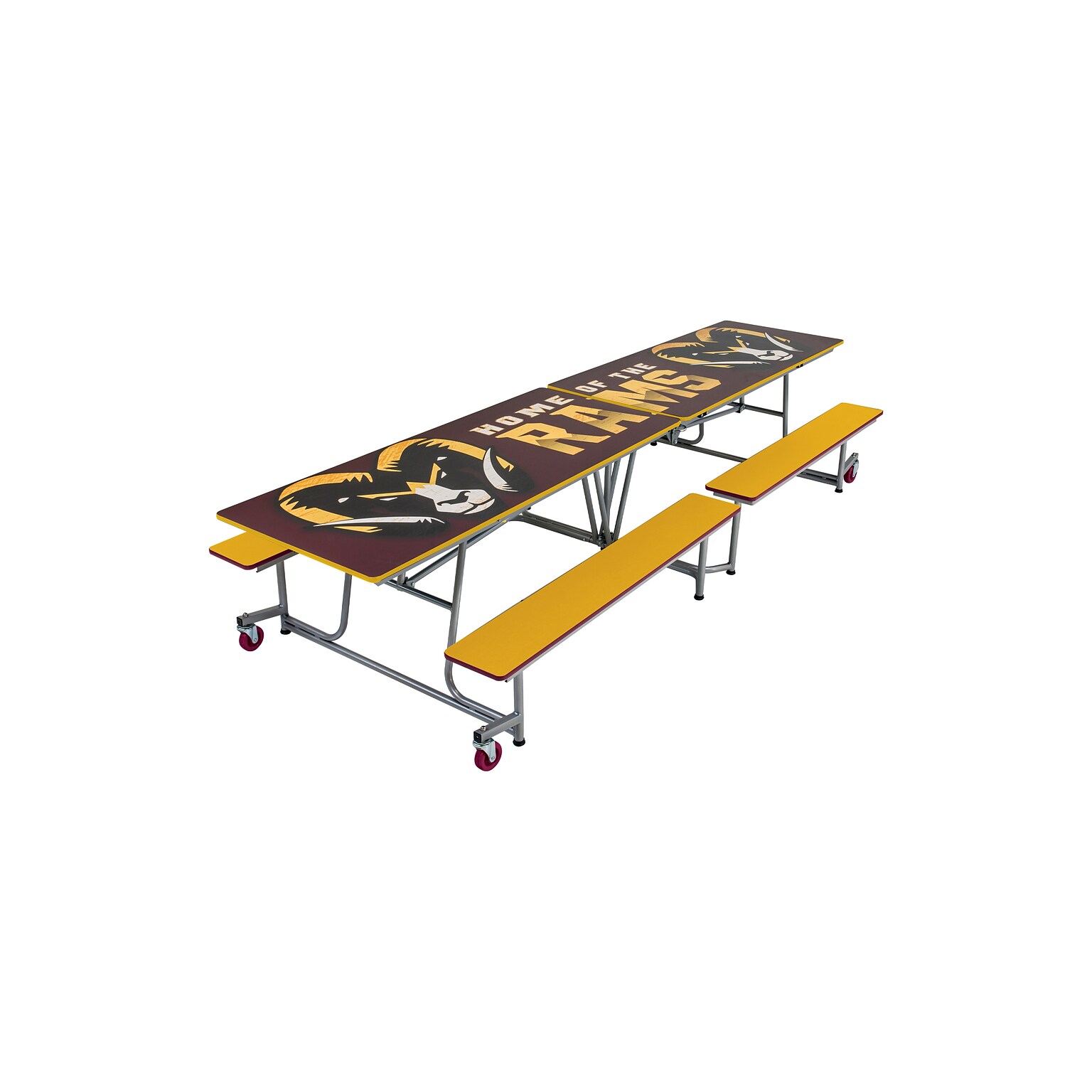 AmTab Rectangular Mobile Cafeteria Table w/ 4 Benches, 30 x 145, Assorted Colors (MBT12)