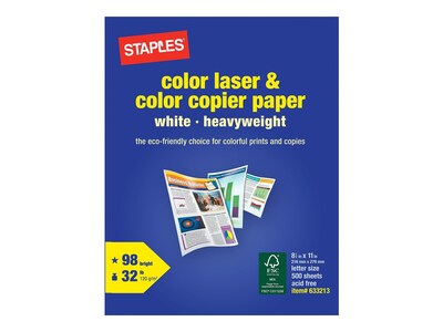 Staples 8.5-Inch X 11-Inch Laser Paper 32 Lbs. 98 Brightness 500/Rm