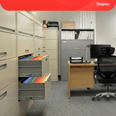 Staples Heavy Duty Reinforced Hanging File Folders, 1/5-Cut Tab, Legal Size, Assorted Colors, 25/Box (ST18657-CC)
