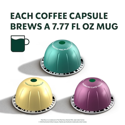 Nespresso Starbucks Variety Pack Coffee Nespresso Vertuo Capsules, 30/Pack (163926)