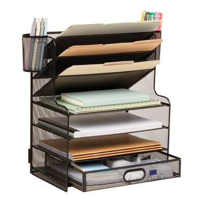 Mind Reader Metal Mesh Desk Organizer, Black (MSUP7C-BLK)