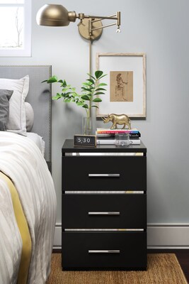 Finch Belmont 3 Drawer Nightstand, Black (FUTB10141B)