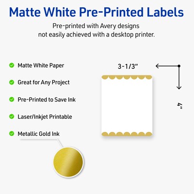 Avery Laser/Inkjet Rectangle Multipurpose Labels, 4 x 3-1/3, White, 40/Pack (S00DJZ)