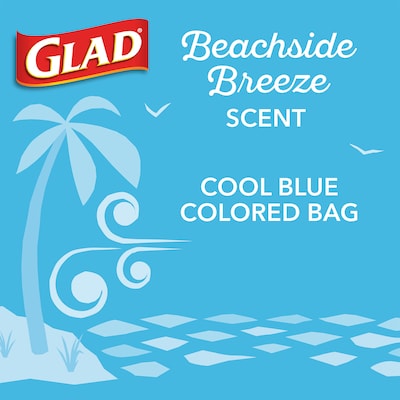 Glad 4 Gallon Drawstring Kitchen Trash Bags, Febreze Freshness Beachside Breeze Scent, Blue, 80/Box (79155)