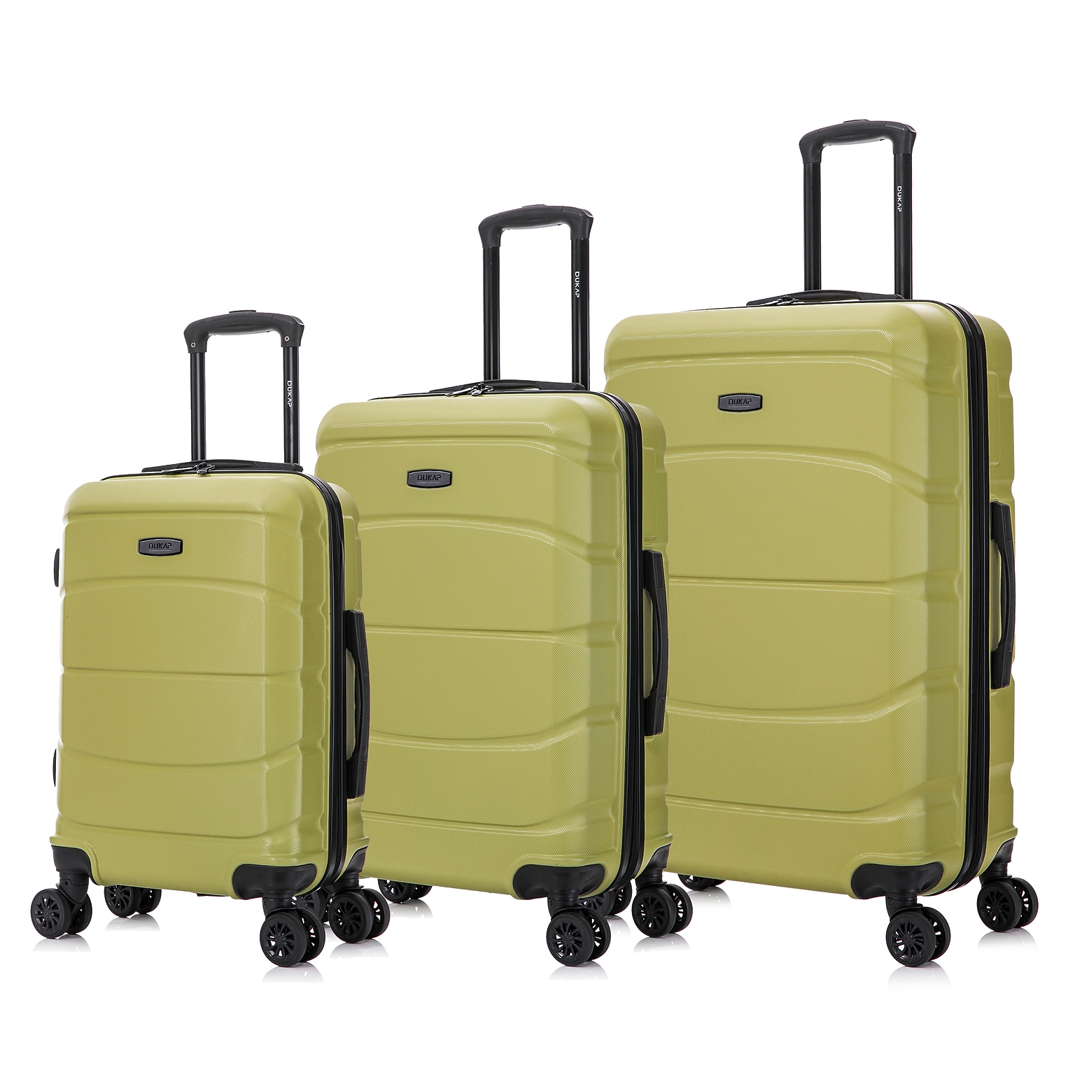 DUKAP Sense 3-Piece Hardside Spinner Carry-On Luggage Set, TSA Checkpoint Friendly, Green (DKSENSML-GRN)