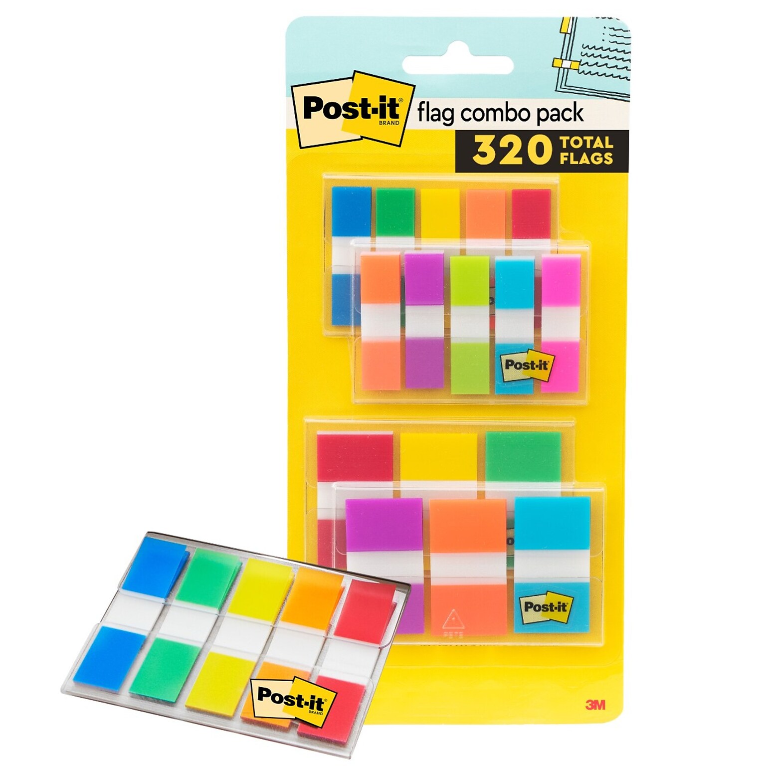 Post-it Flags Combo Pack, .47 Wide and .94 Wide, Assorted Colors, 320 Flags/Pack (683-XL1)