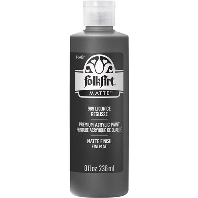 FolkArt Acrylic Paint Matte, 8oz., Licorice, 3/Pack(FLK989-3)